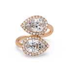 Two-Stone Pear Shape Diamond Halo Engagement Ring