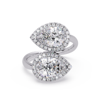 Two-Stone Pear Shape Diamond Halo Engagement Ring