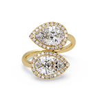 Two-Stone Pear Shape Diamond Halo Engagement Ring