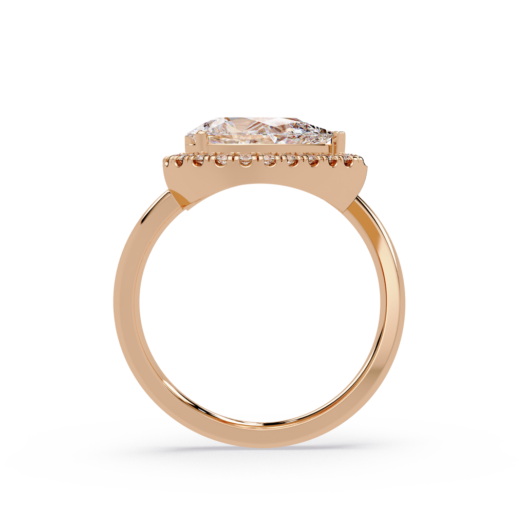 Two-Stone Pear Shape Diamond Halo Engagement Ring