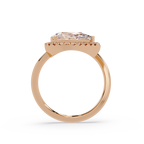 Two-Stone Pear Shape Diamond Halo Engagement Ring