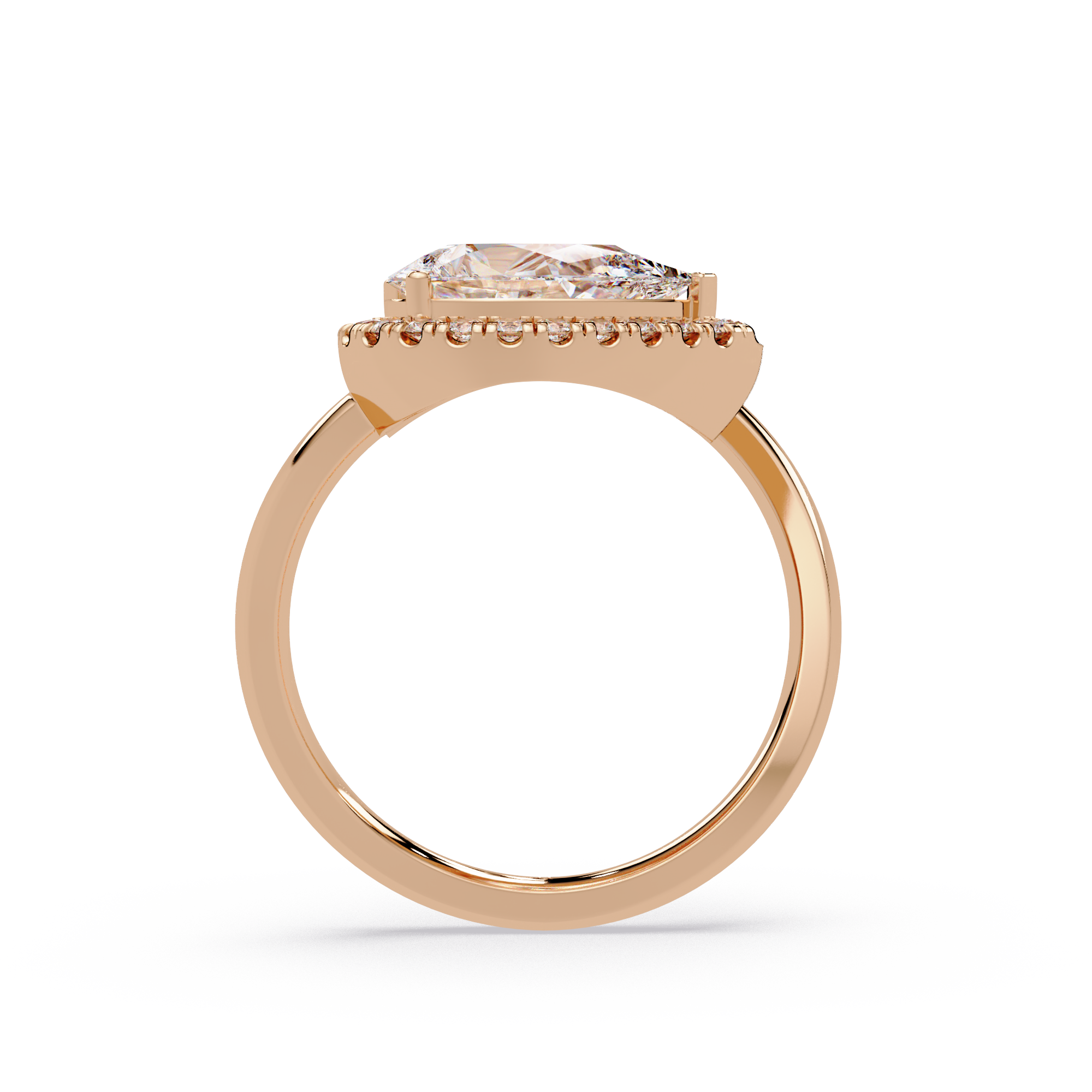 Two-Stone Pear Shape Diamond Halo Engagement Ring