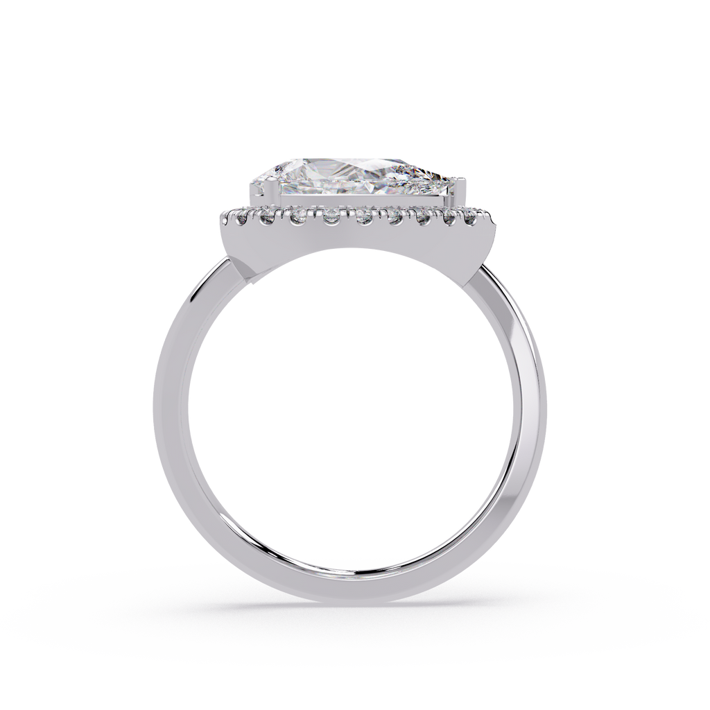 Two-Stone Pear Shape Diamond Halo Engagement Ring
