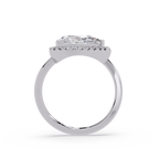 Two-Stone Pear Shape Diamond Halo Engagement Ring