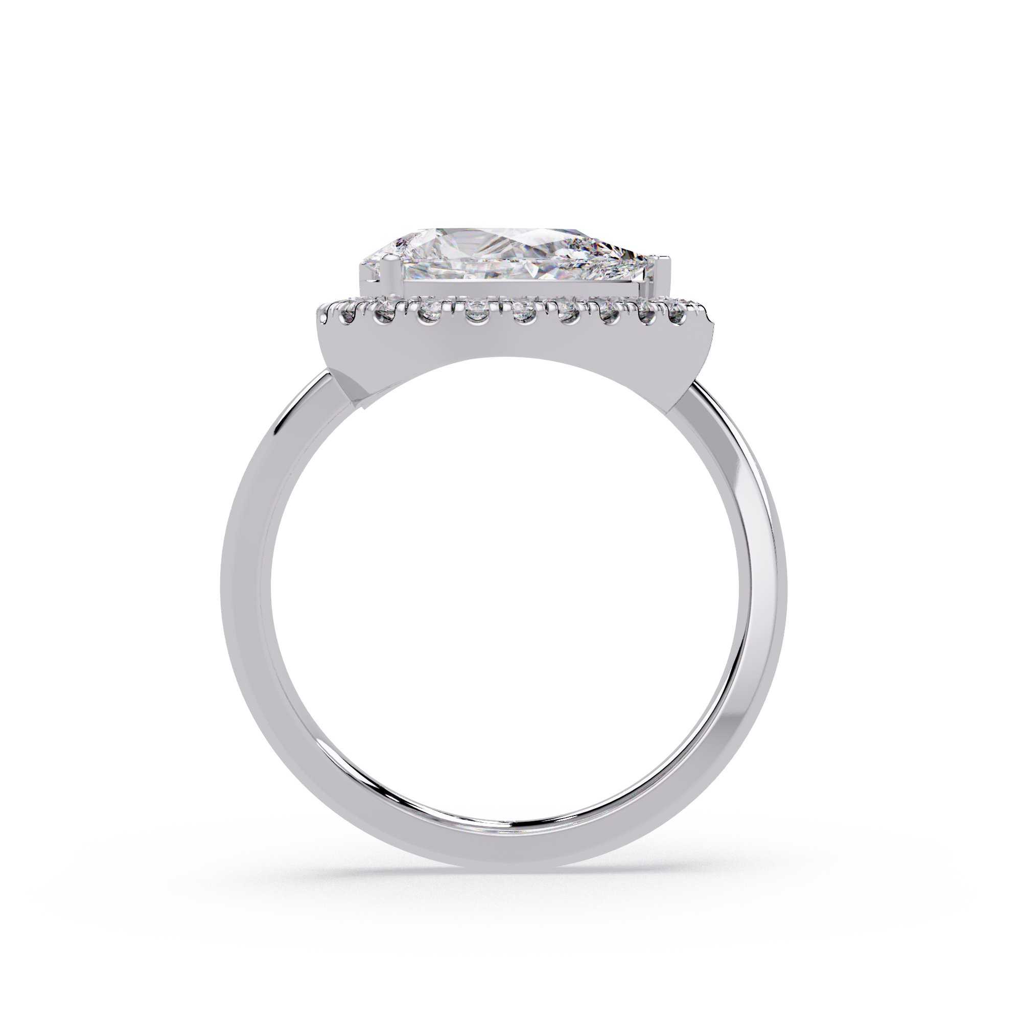 Two-Stone Pear Shape Diamond Halo Engagement Ring