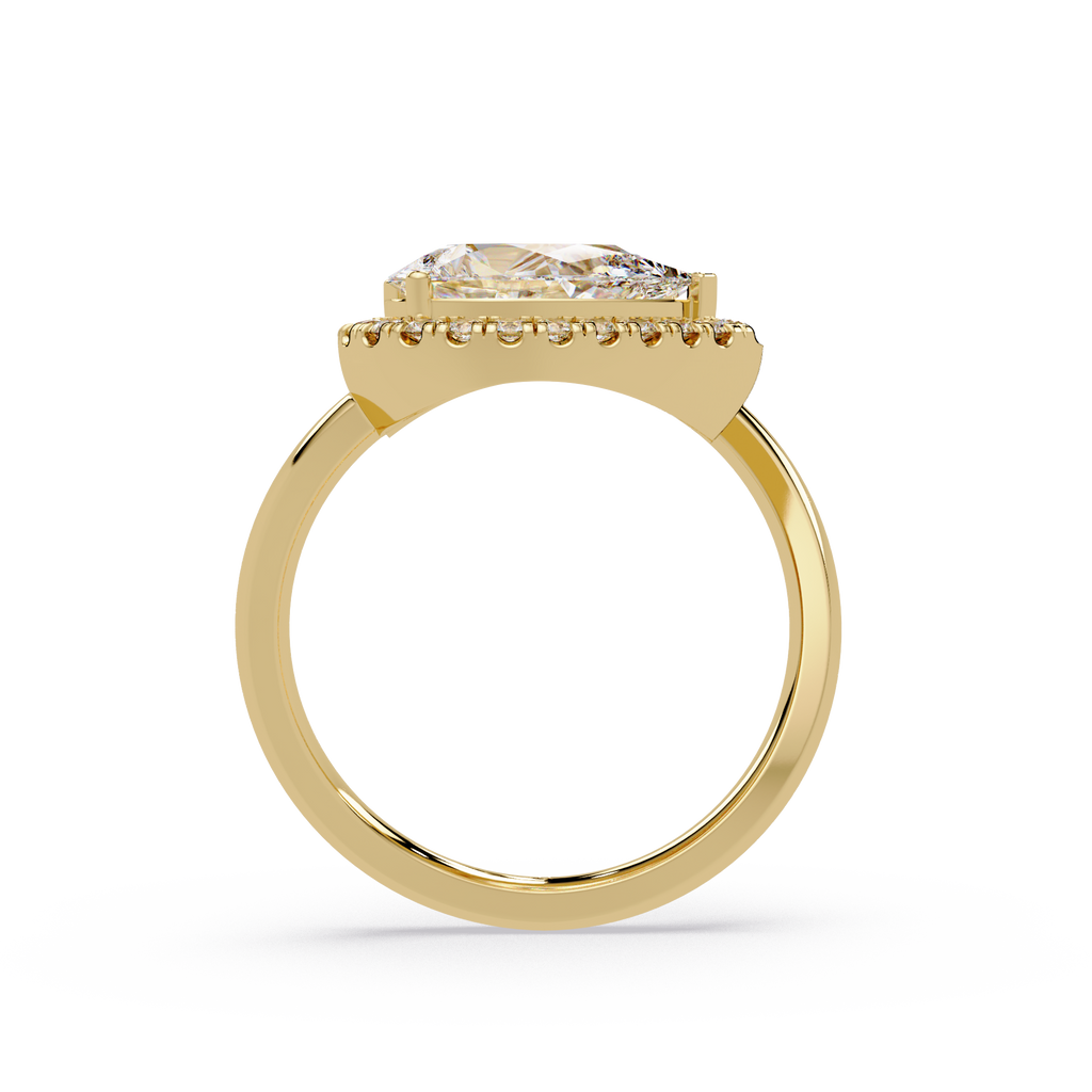Two-Stone Pear Shape Diamond Halo Engagement Ring