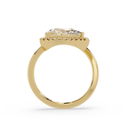 Two-Stone Pear Shape Diamond Halo Engagement Ring