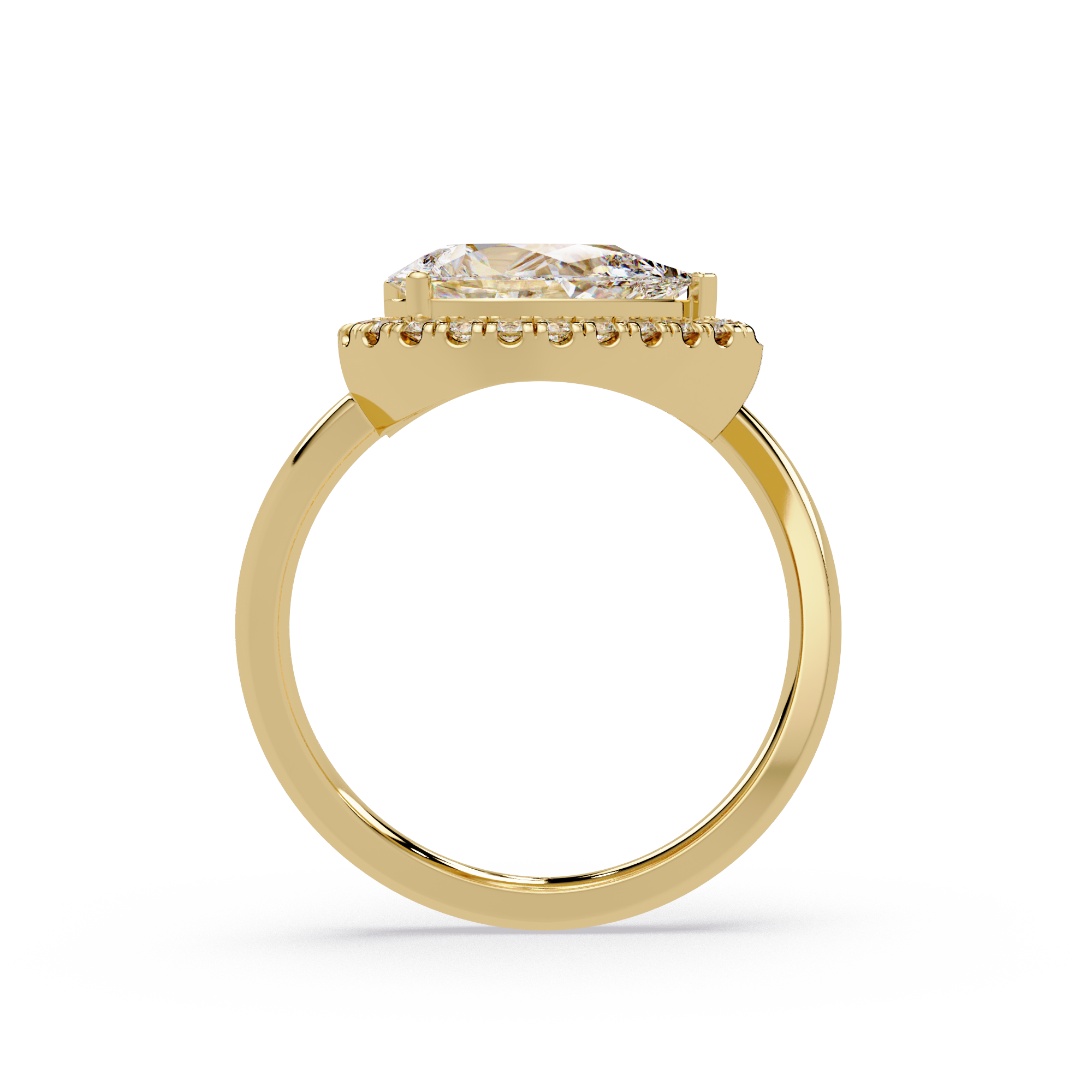 Two-Stone Pear Shape Diamond Halo Engagement Ring
