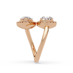 Two-Stone Pear Shape Diamond Halo Engagement Ring