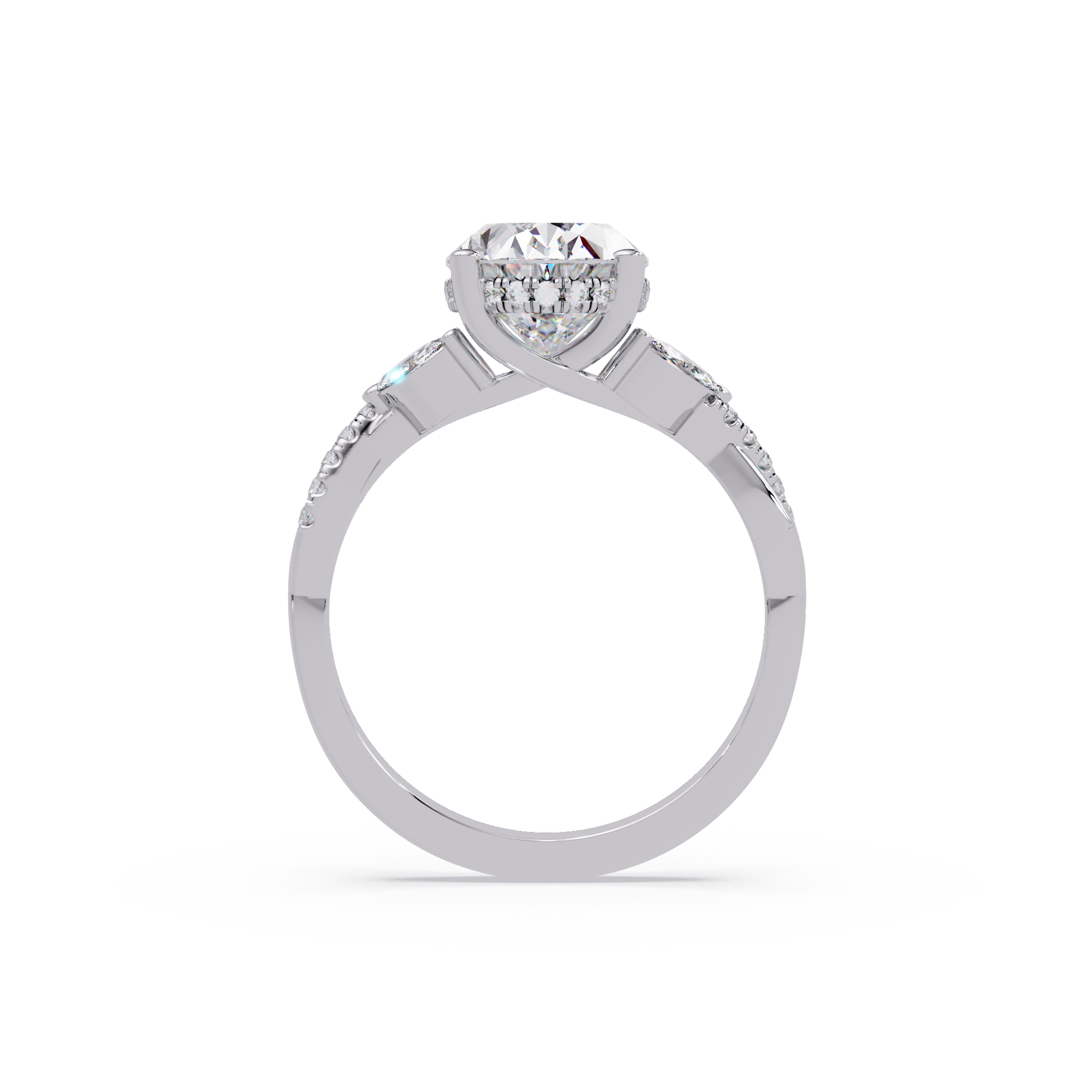 Vintage Oval Hidden Halo Solitaire Ring