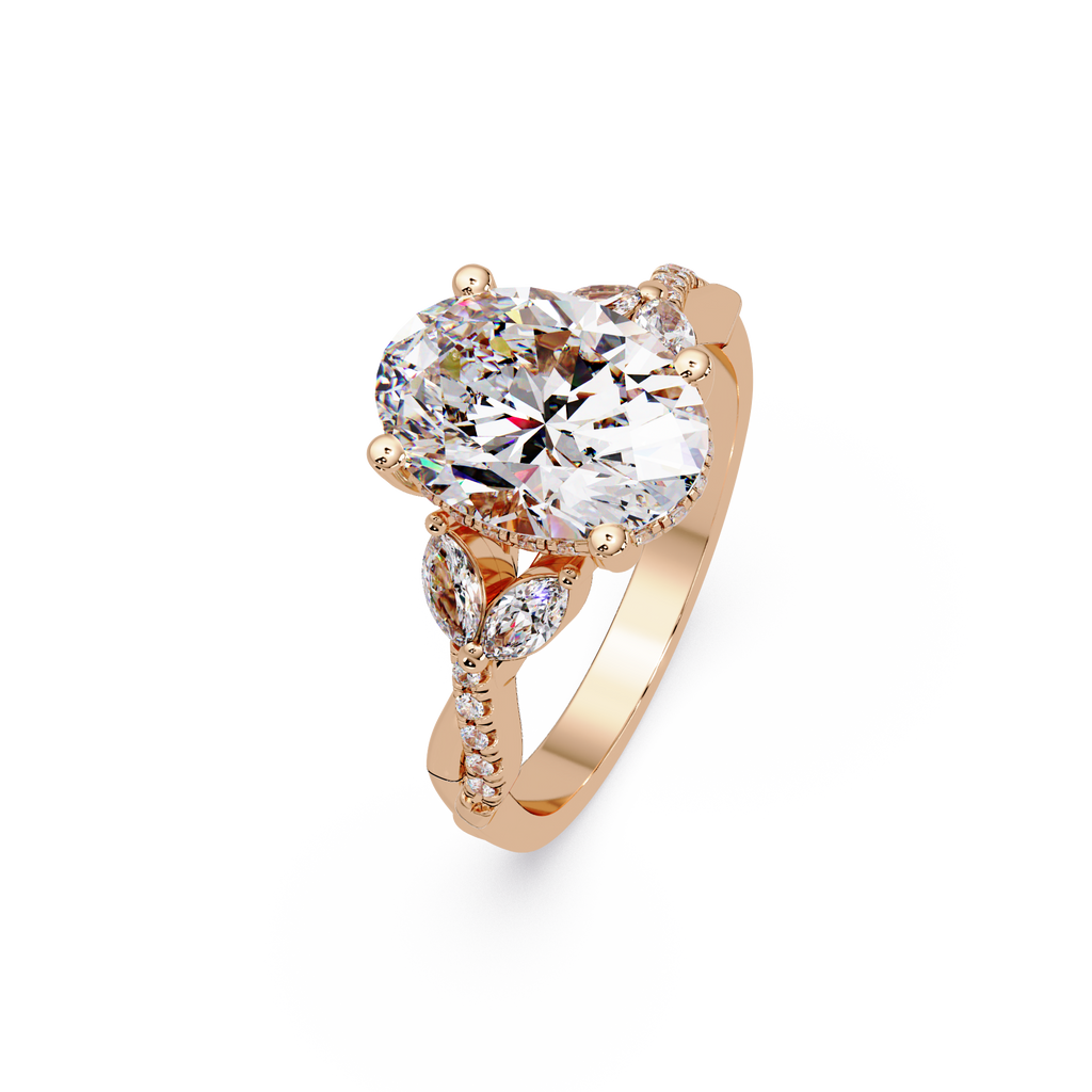 Vintage Oval Hidden Halo Solitaire Ring