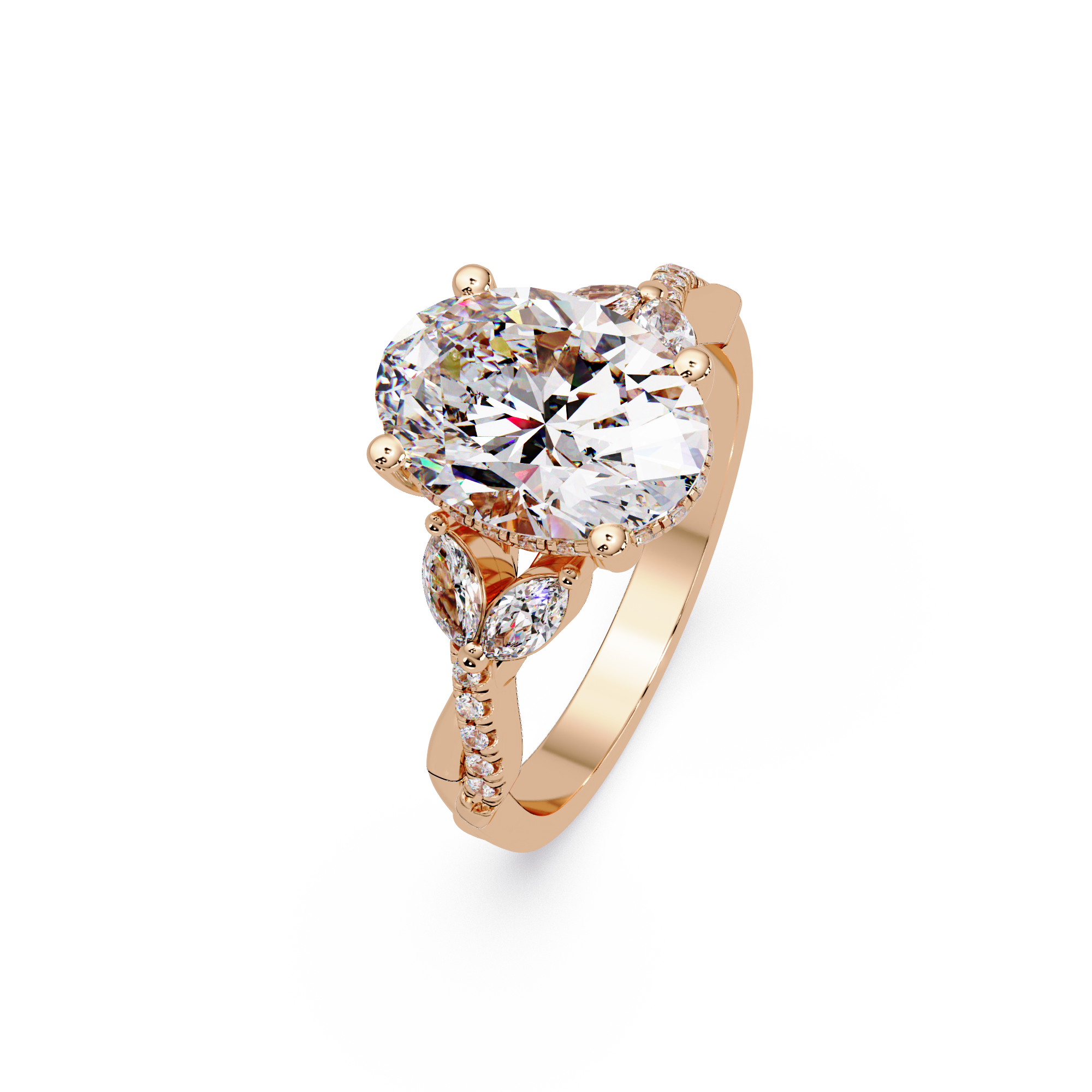 Vintage Oval Hidden Halo Solitaire Ring