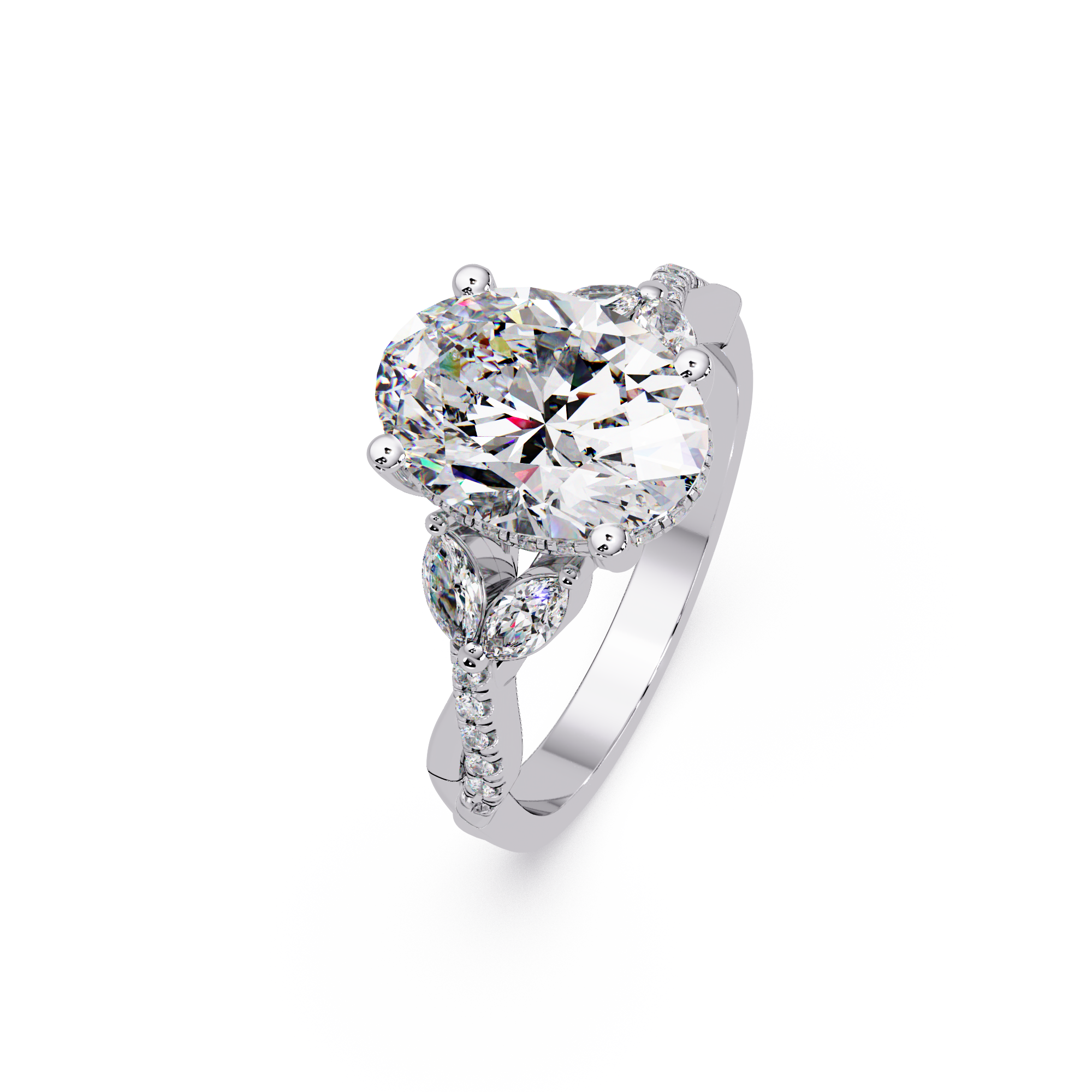 Vintage Oval Hidden Halo Solitaire Ring