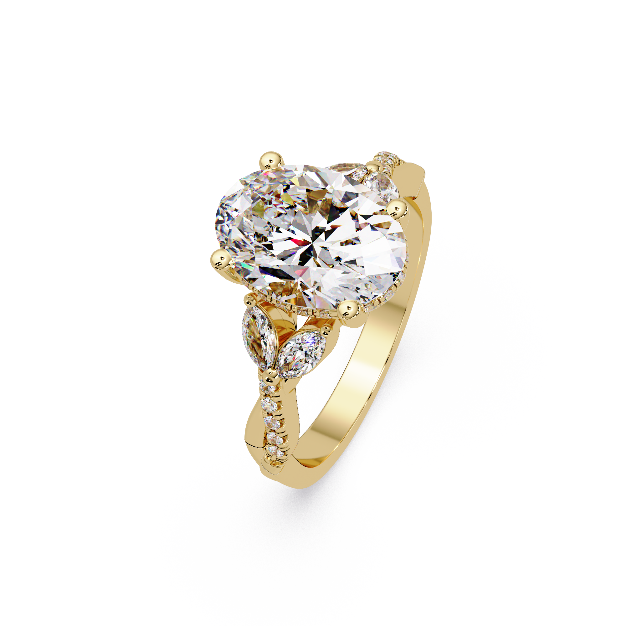 Vintage Oval Hidden Halo Solitaire Ring