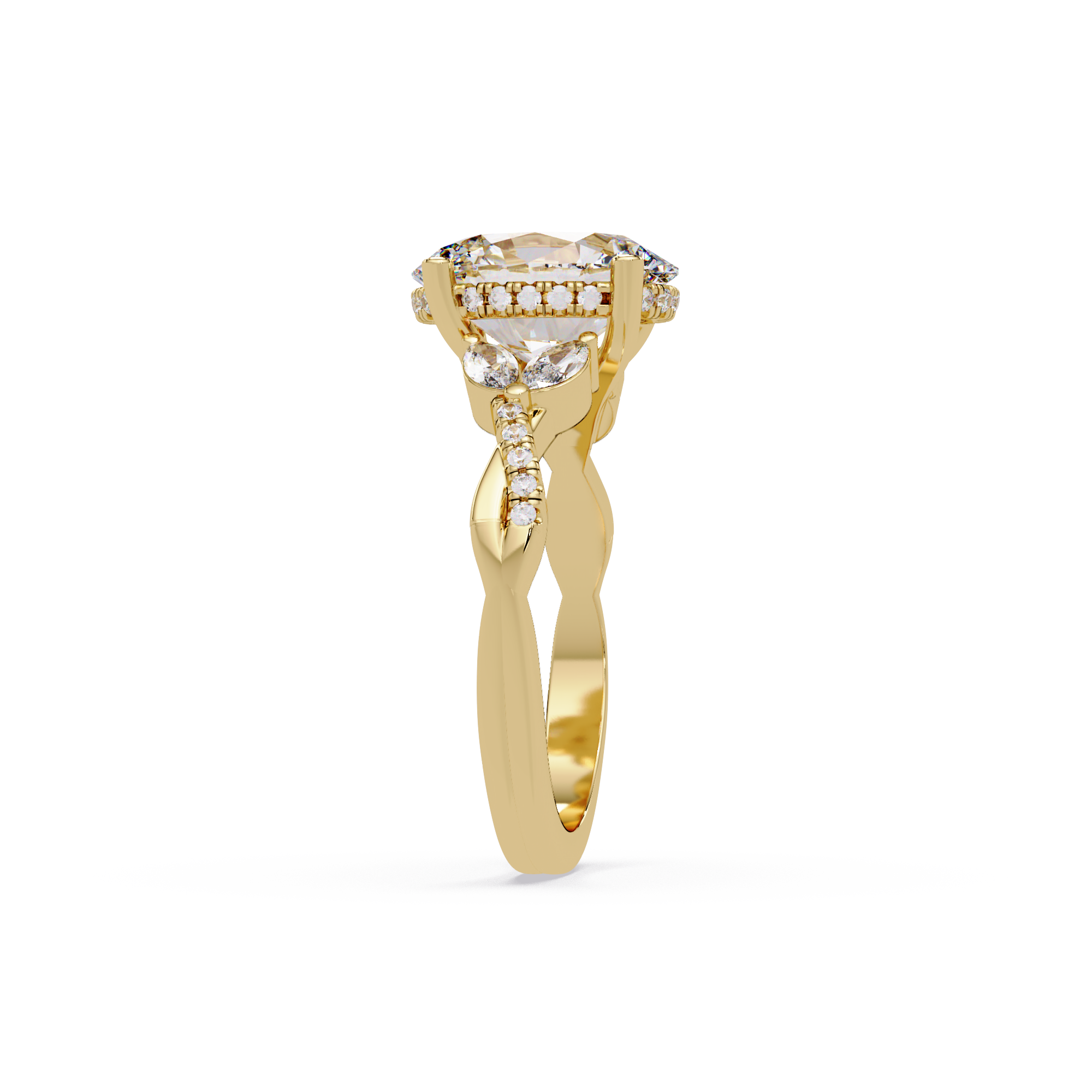 Vintage Oval Hidden Halo Solitaire Ring