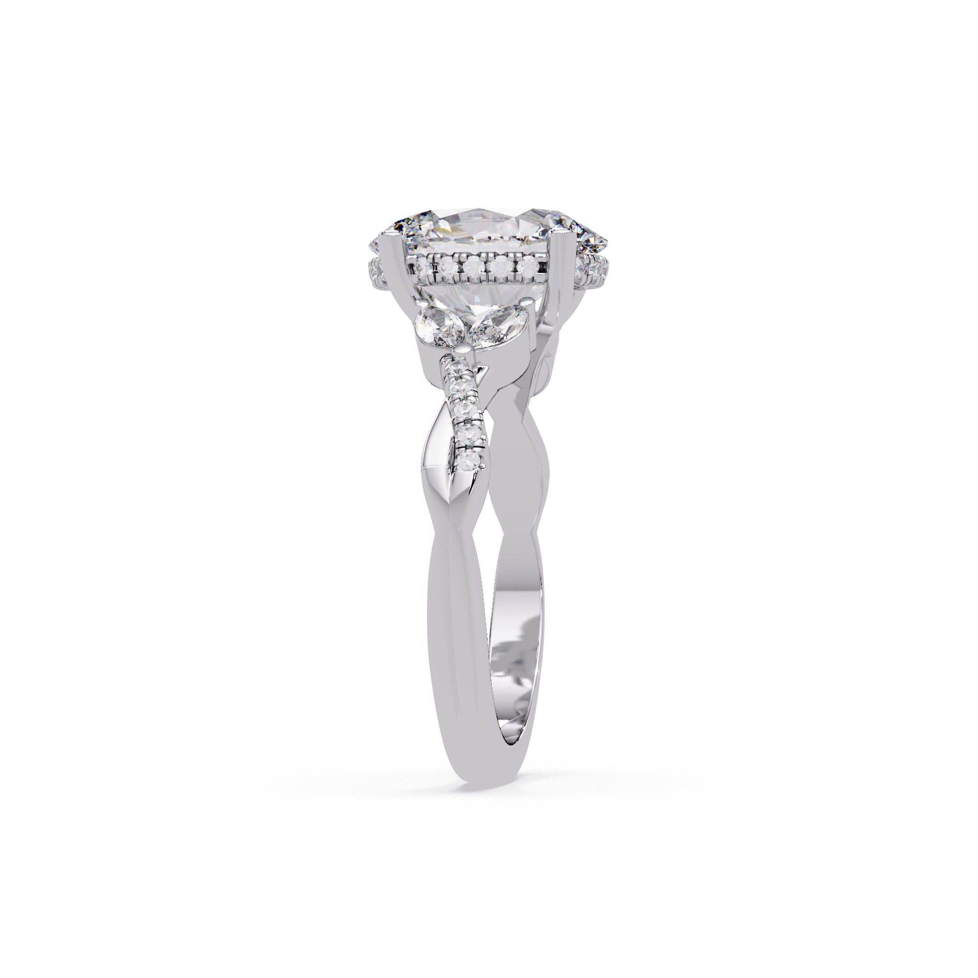 Vintage Oval Hidden Halo Solitaire Ring