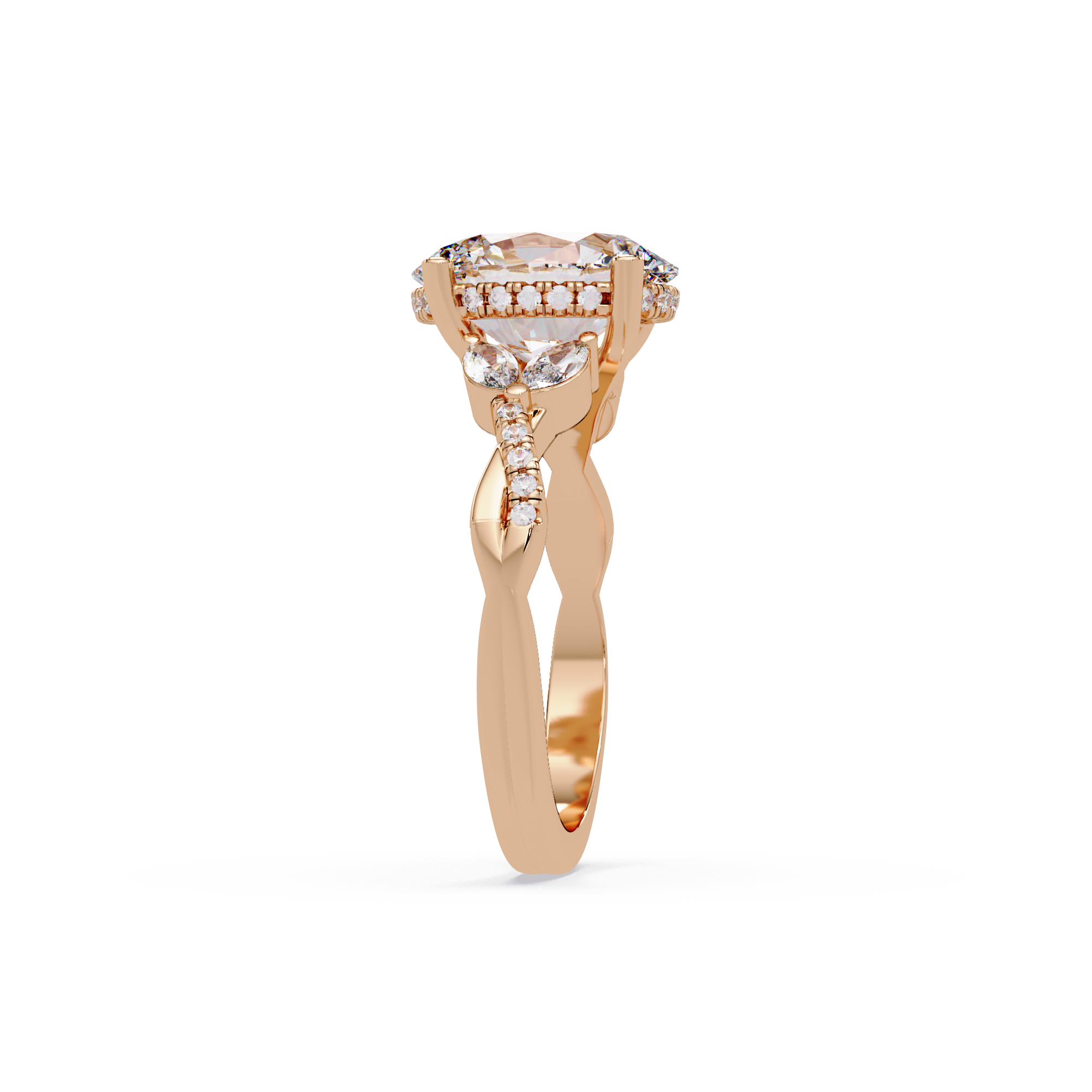 Vintage Oval Hidden Halo Solitaire Ring