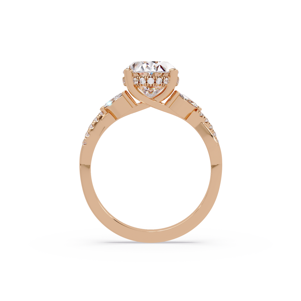 Vintage Oval Hidden Halo Solitaire Ring