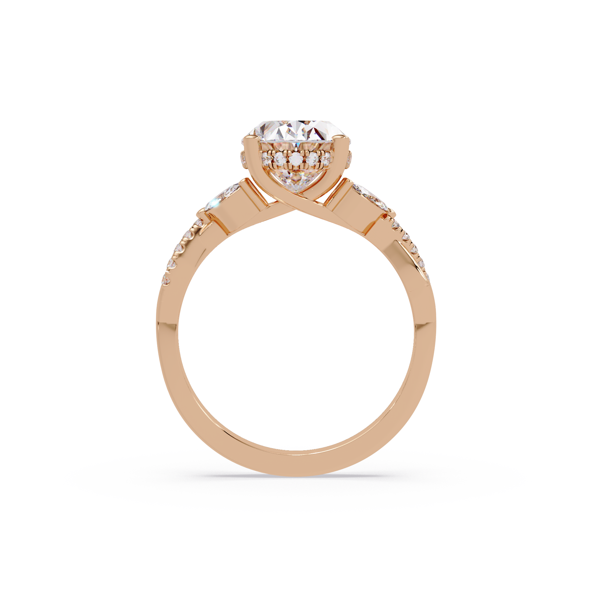 Vintage Oval Hidden Halo Solitaire Ring