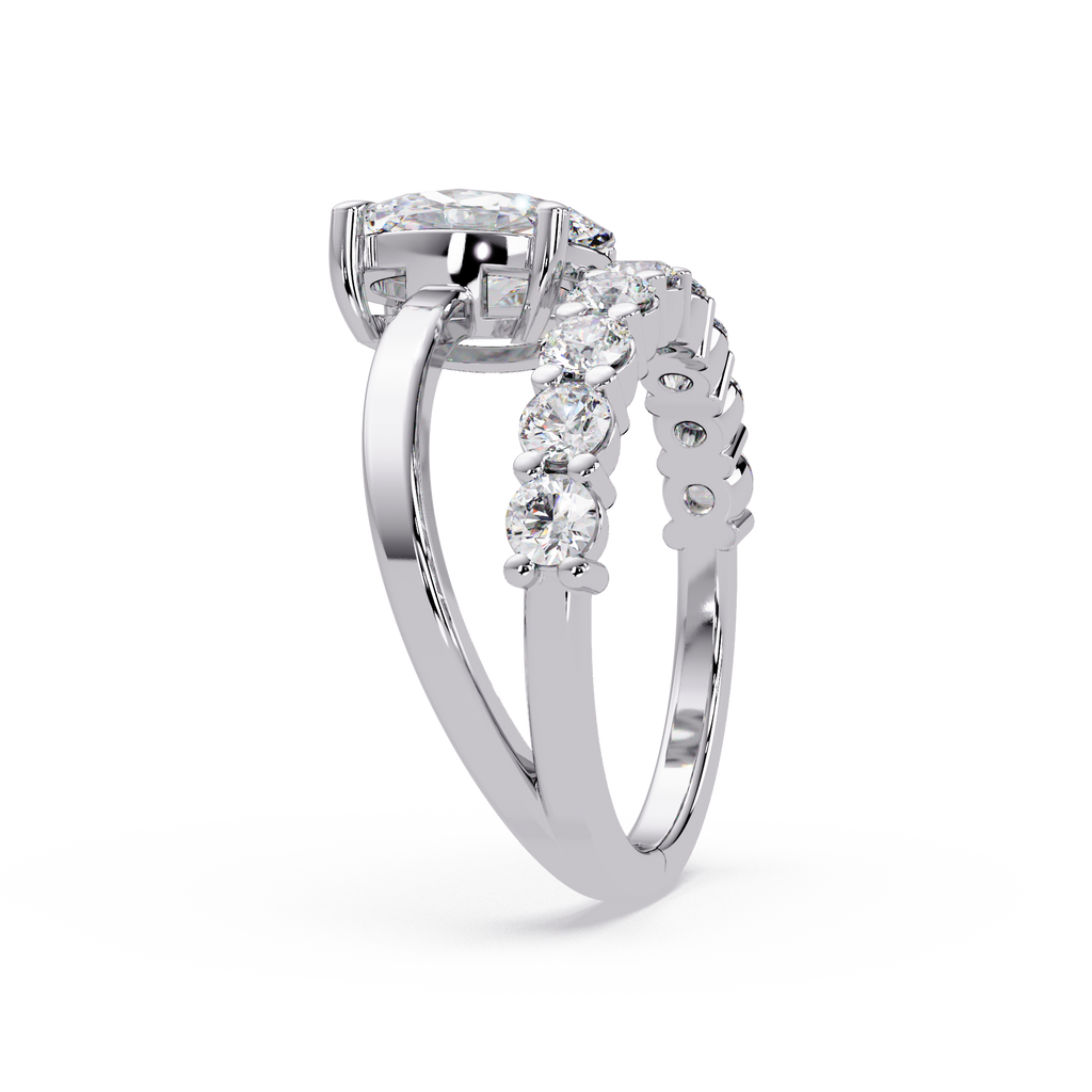 Modern Floating Solitaire Bypass Ring