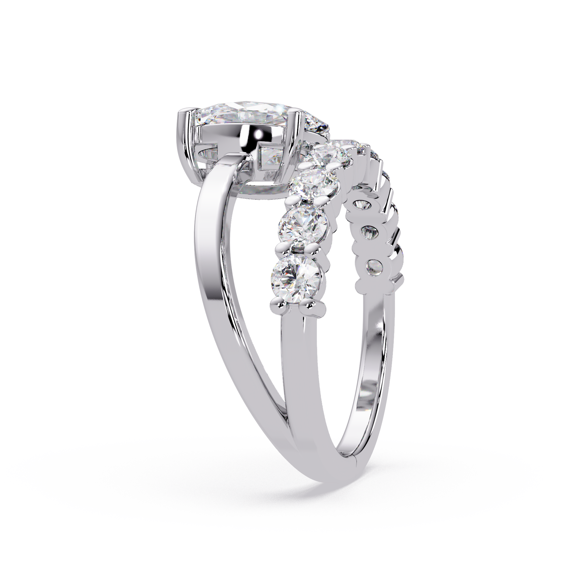 Modern Floating Solitaire Bypass Ring