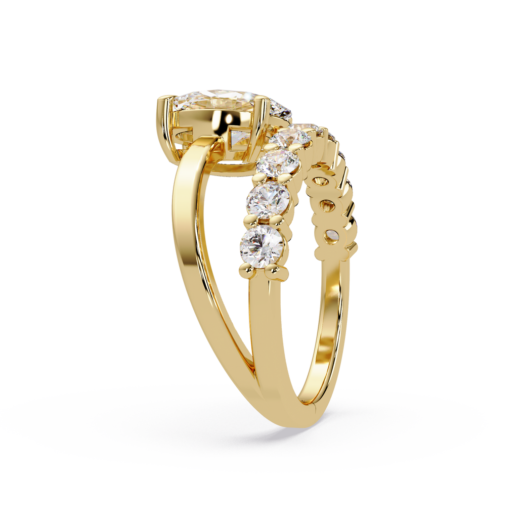 Modern Floating Solitaire Bypass Ring