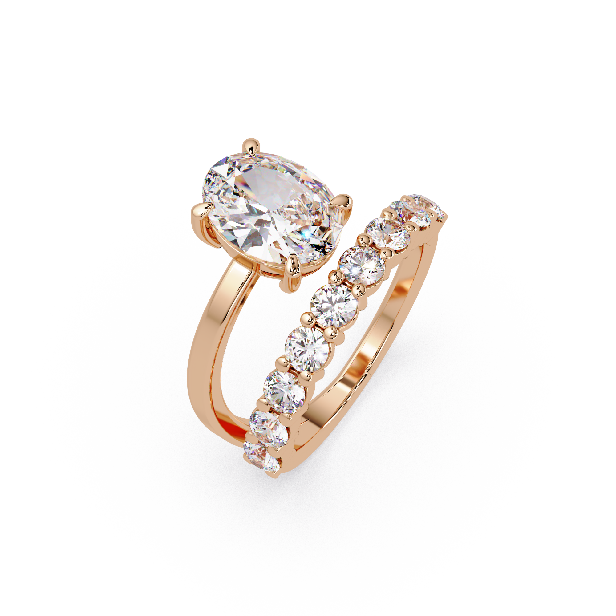 Modern Floating Solitaire Bypass Ring