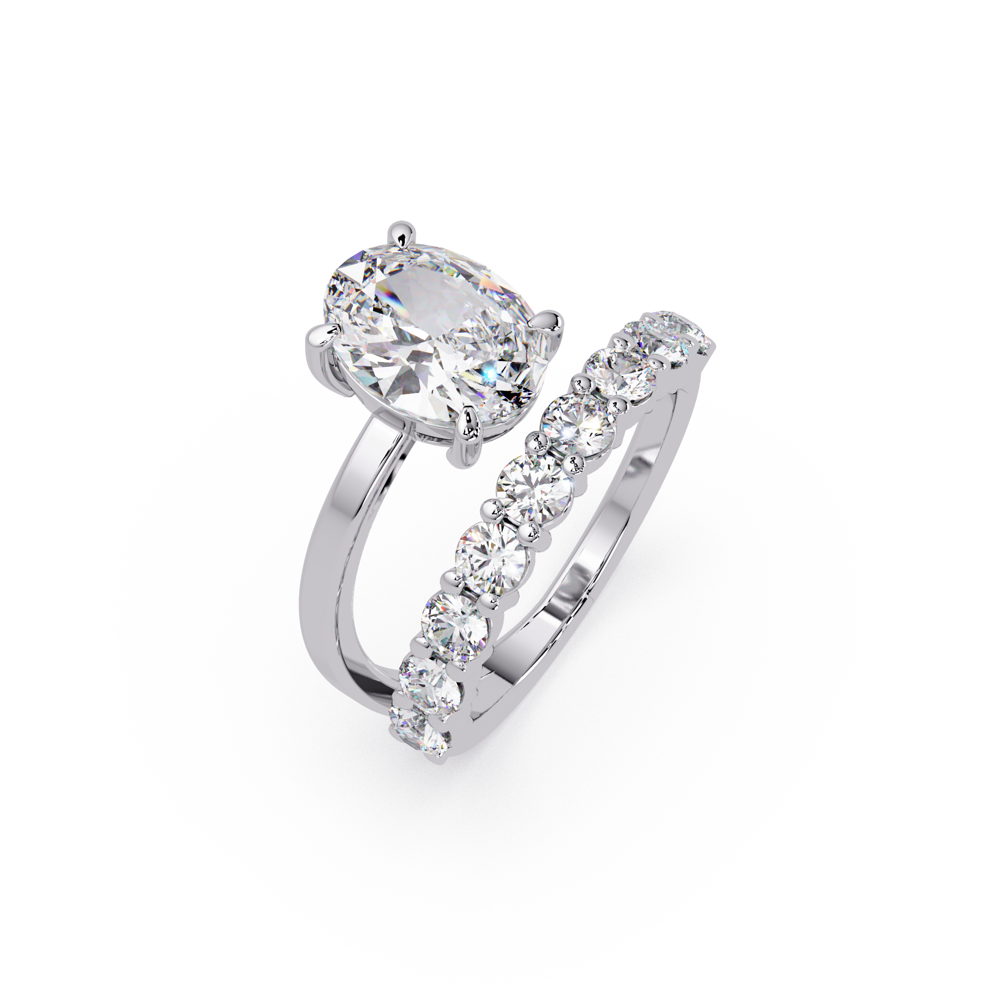Modern Floating Solitaire Bypass Ring