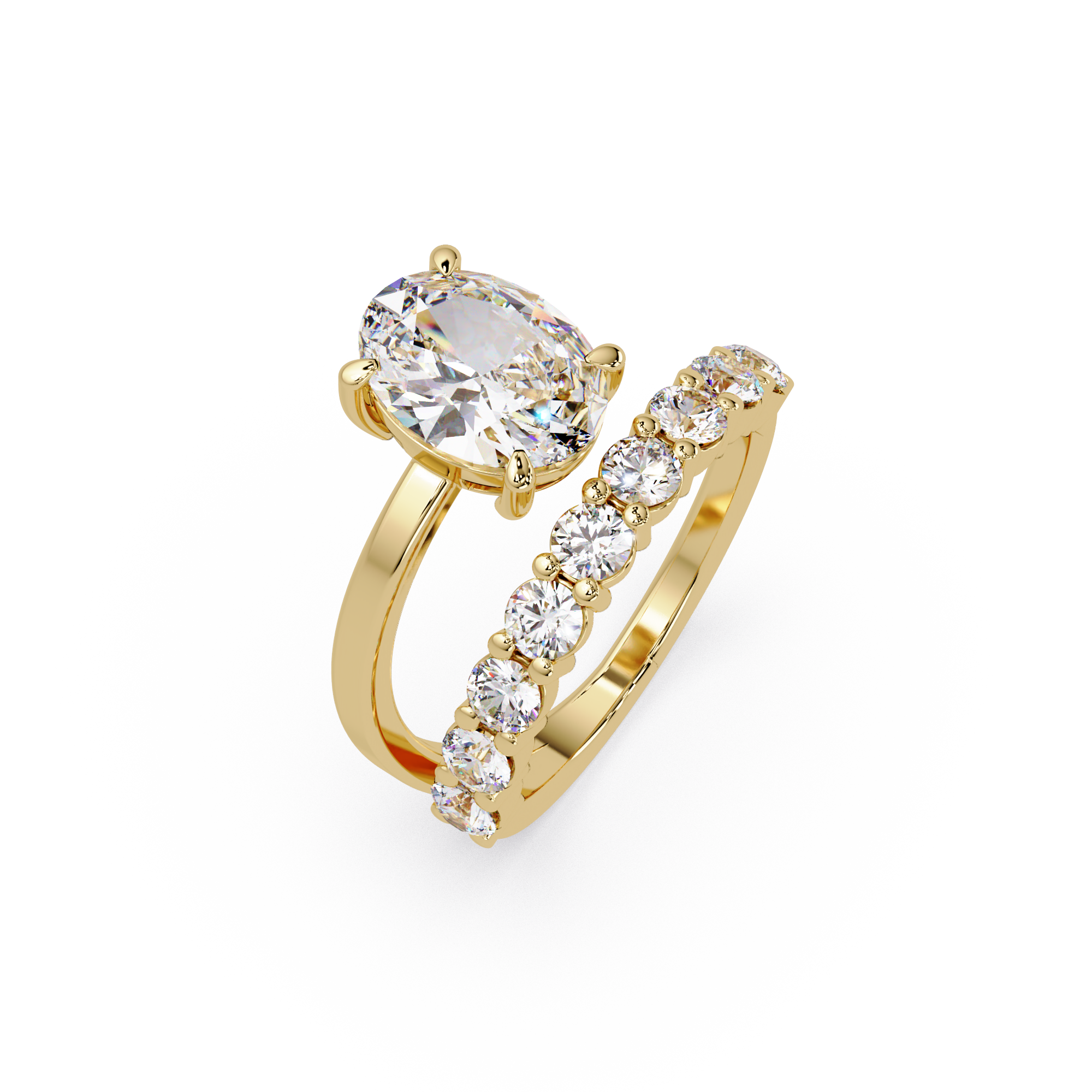 Modern Floating Solitaire Bypass Ring