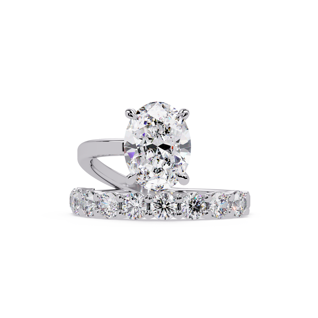 Modern Floating Solitaire Bypass Ring