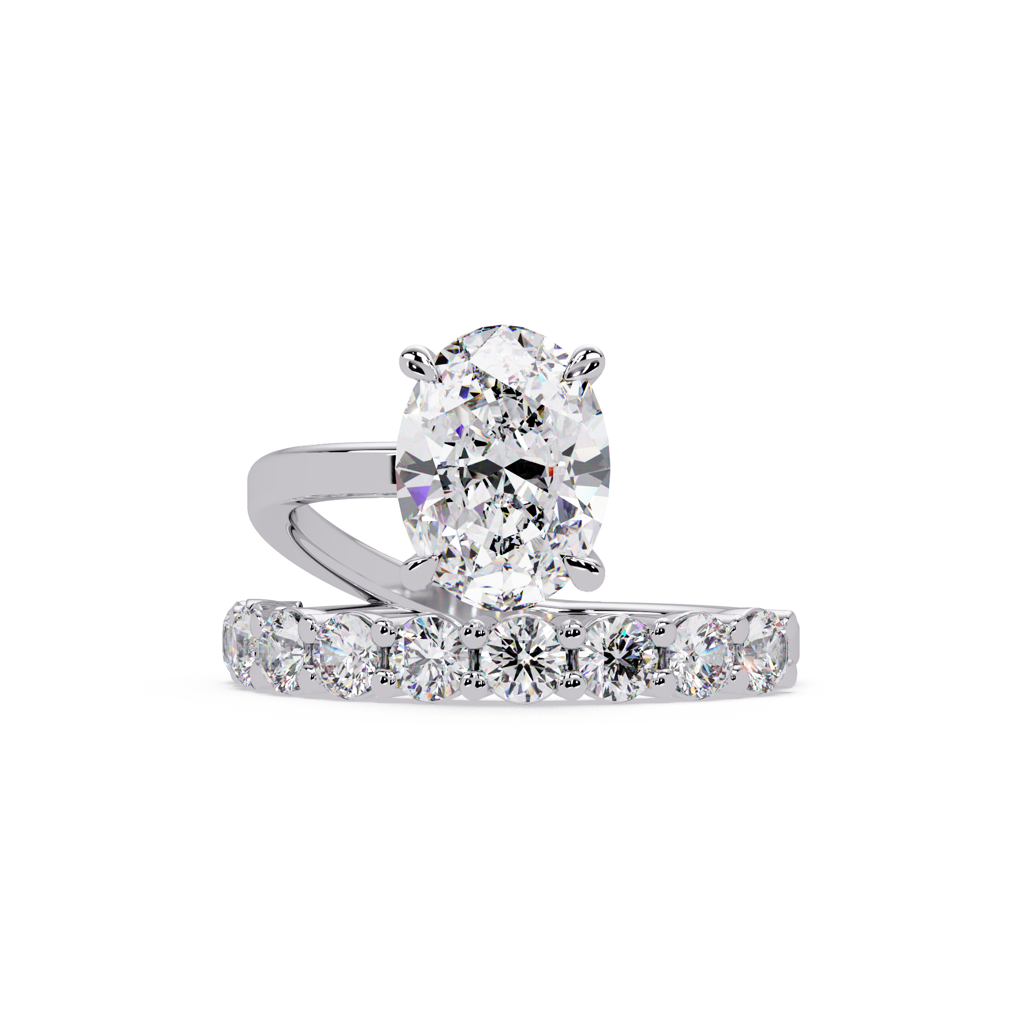 Modern Floating Solitaire Bypass Ring