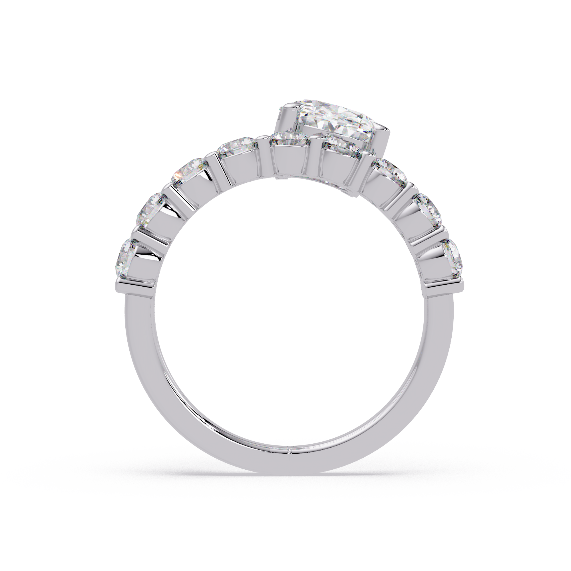 Modern Floating Solitaire Bypass Ring