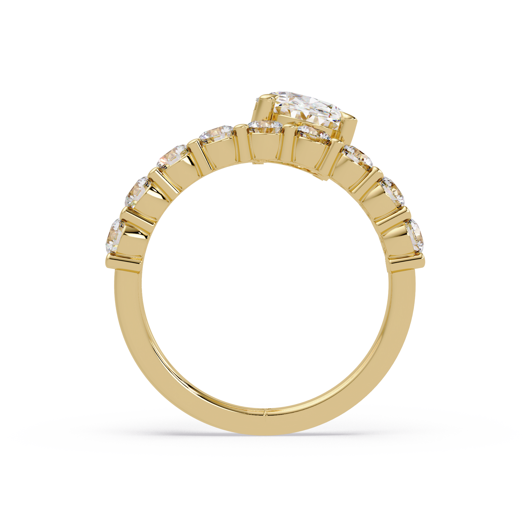 Modern Floating Solitaire Bypass Ring