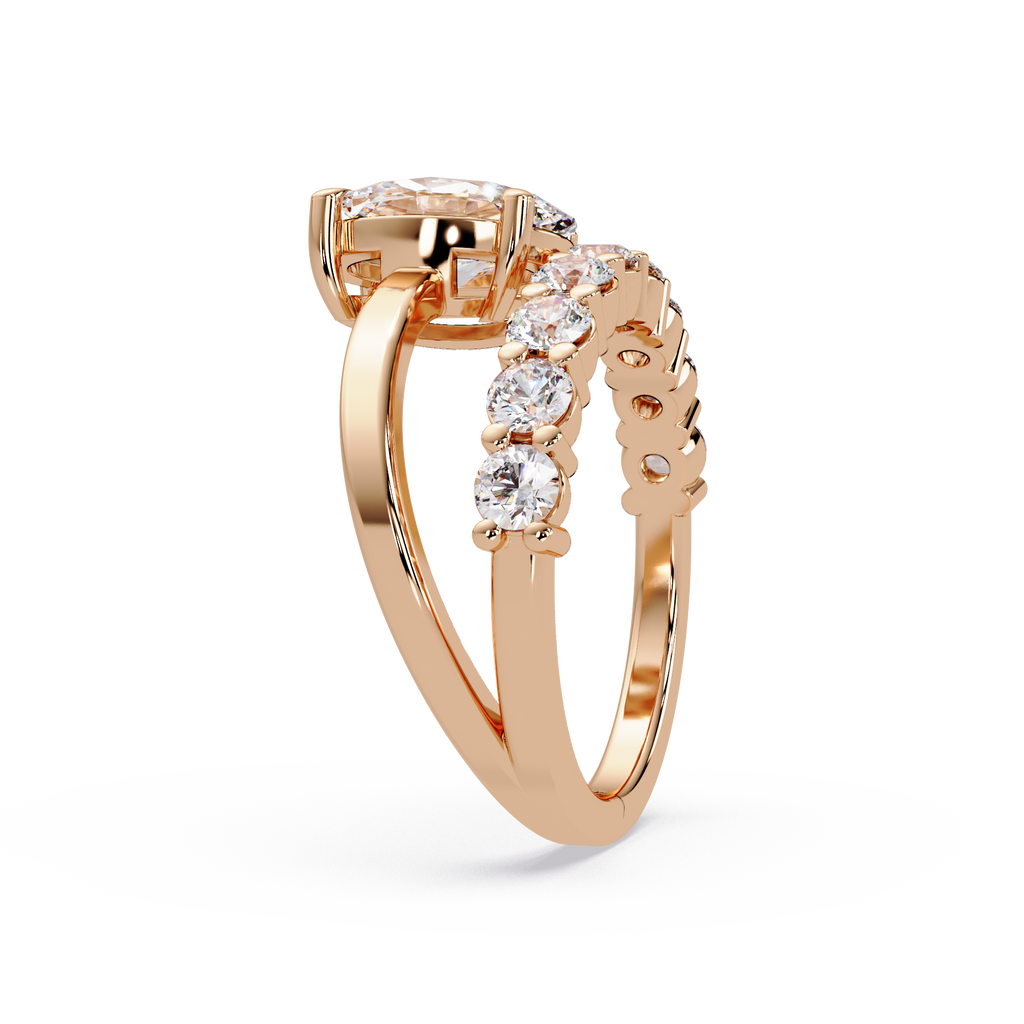Modern Floating Solitaire Bypass Ring
