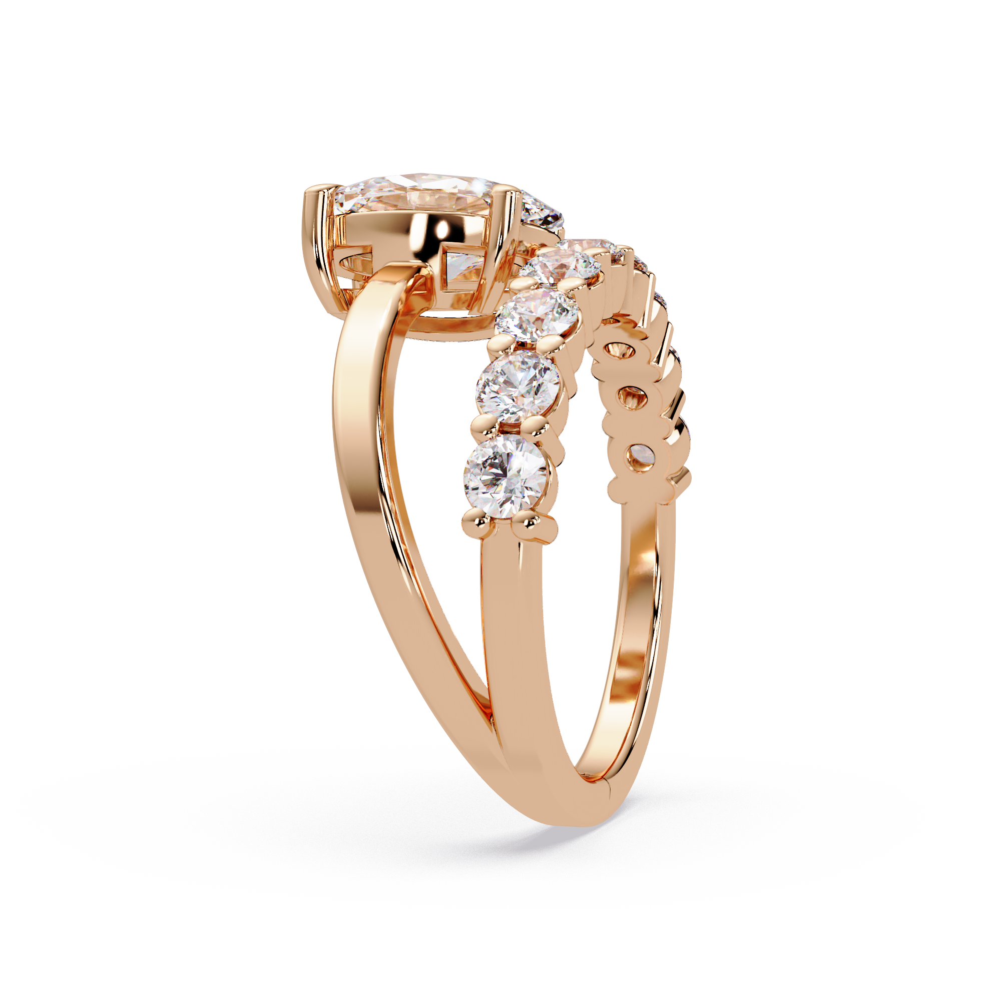 Modern Floating Solitaire Bypass Ring