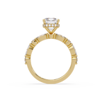 Modern East-West Emerald Solitaire Hidden Halo Ring
