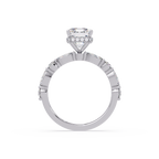 Modern East-West Emerald Solitaire Hidden Halo Ring
