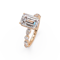 Modern East-West Emerald Solitaire Hidden Halo Ring
