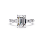 Modern East-West Emerald Solitaire Hidden Halo Ring
