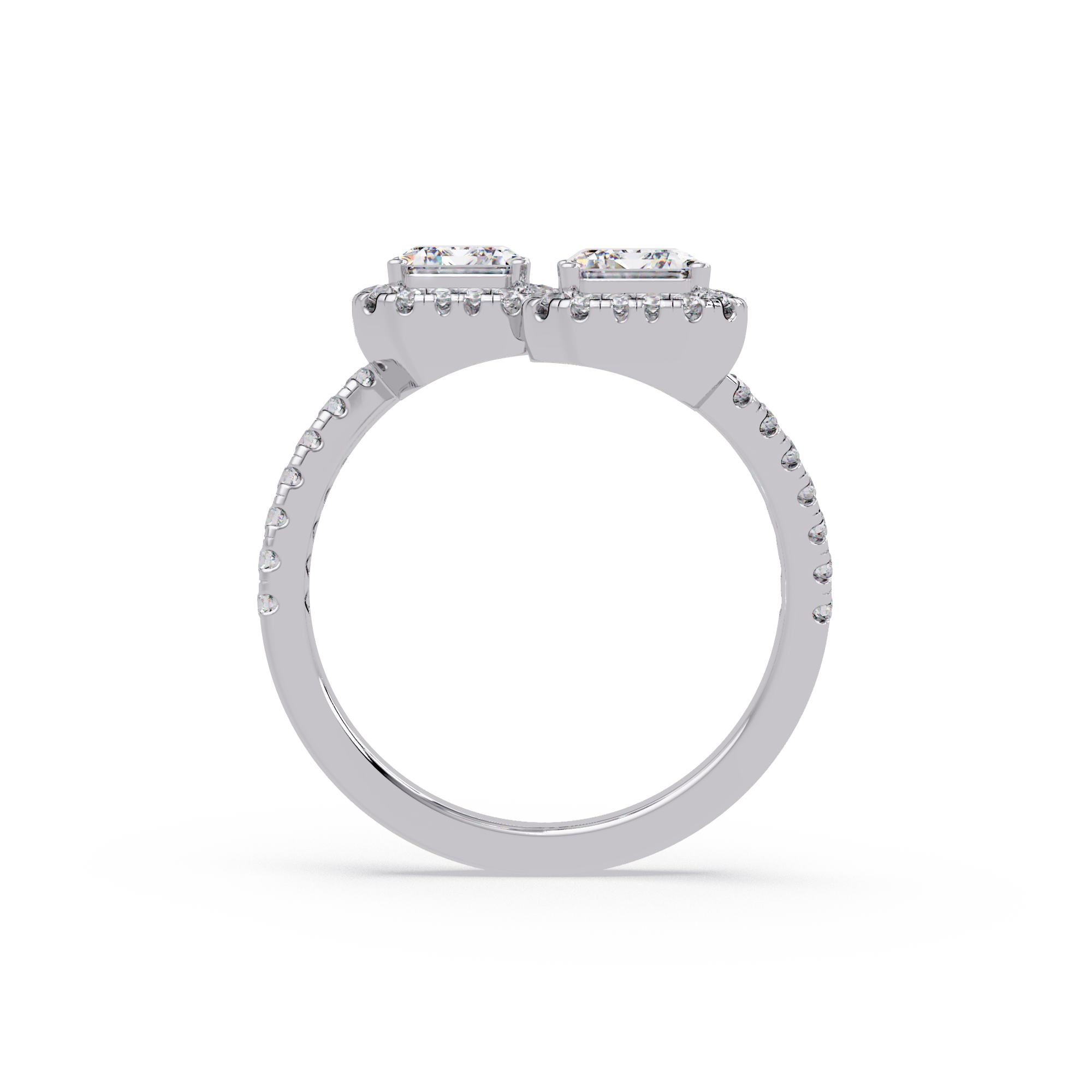 Exquisite Dual-Stone Halo Bypass Toi et Moi Ring