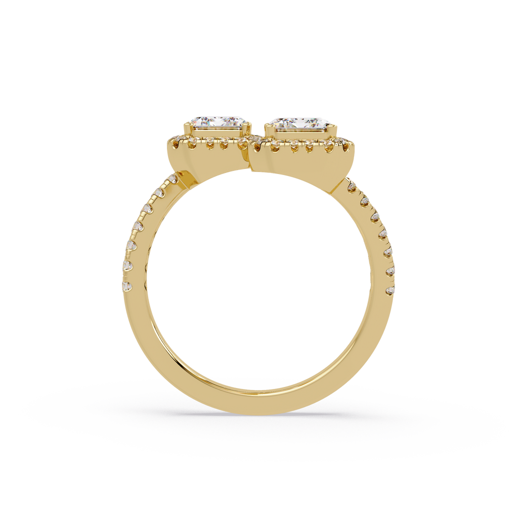 Exquisite Dual-Stone Halo Bypass Toi et Moi Ring