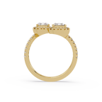 Exquisite Dual-Stone Halo Bypass Toi et Moi Ring
