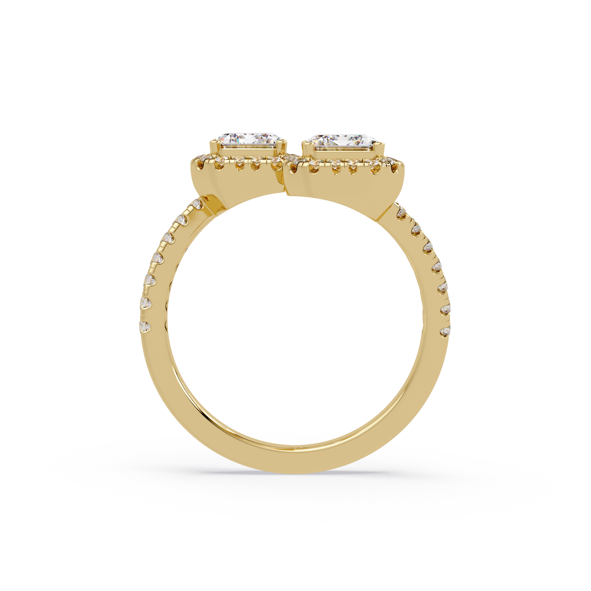 Exquisite Dual-Stone Halo Bypass Toi et Moi Ring