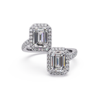 Exquisite Dual-Stone Halo Bypass Toi et Moi Ring