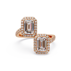 Exquisite Dual-Stone Halo Bypass Toi et Moi Ring