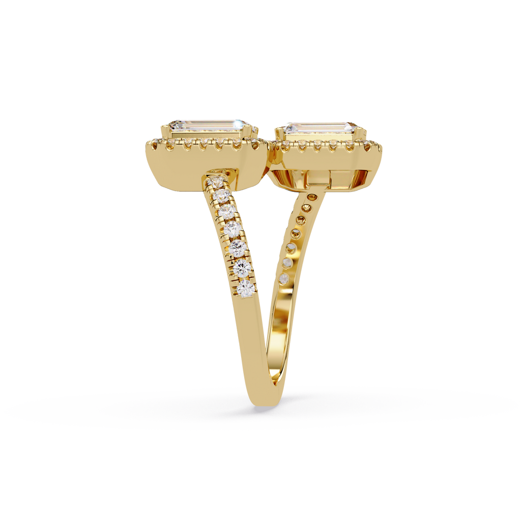 Exquisite Dual-Stone Halo Bypass Toi et Moi Ring