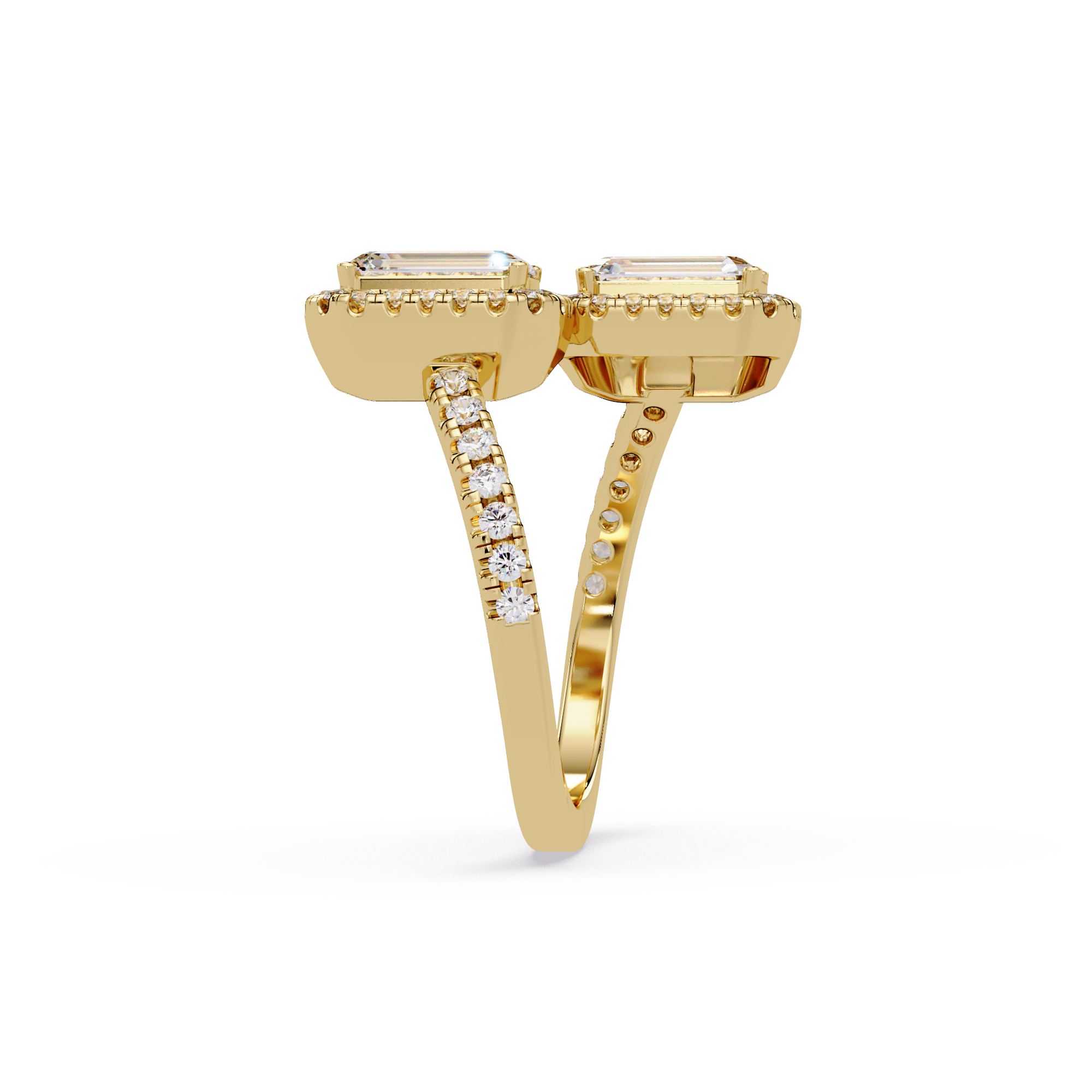 Exquisite Dual-Stone Halo Bypass Toi et Moi Ring