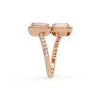 Exquisite Dual-Stone Halo Bypass Toi et Moi Ring