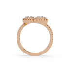Exquisite Dual-Stone Halo Bypass Toi et Moi Ring