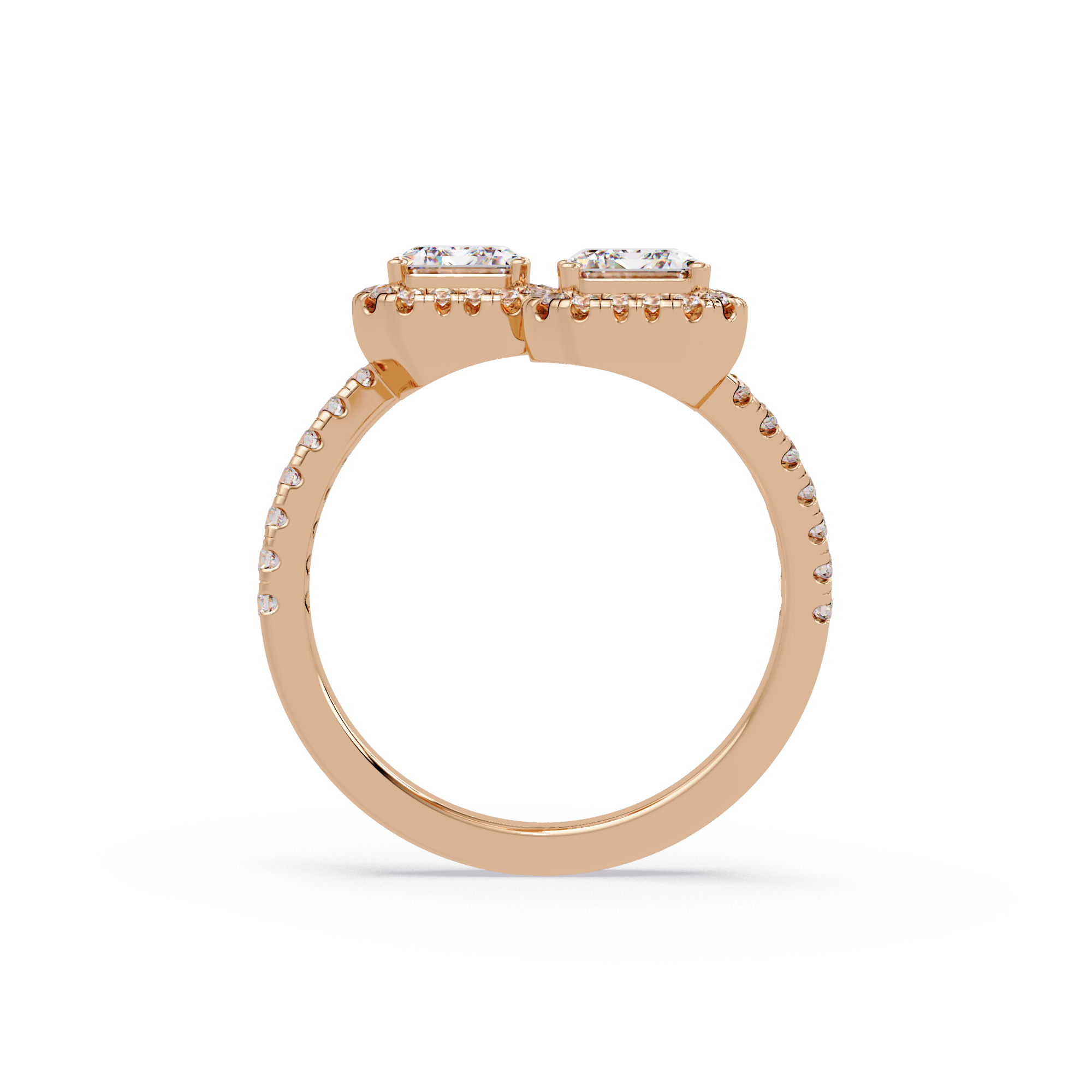 Exquisite Dual-Stone Halo Bypass Toi et Moi Ring
